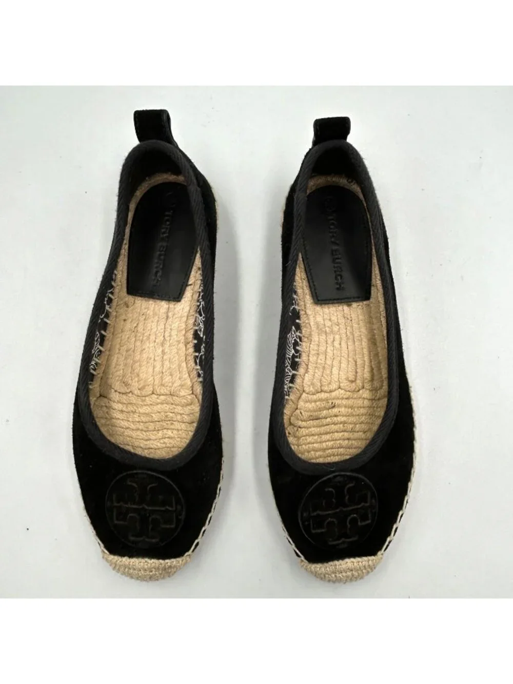 Tory Burch Women's Black Velvet Minnie Espadrille Slip on Flats Size 6 3617